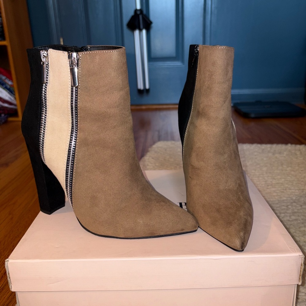 JustFab Two-Tone Heeled Boots